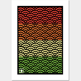 Retro Japanese Clouds Pattern RE:COLOR 08 Posters and Art